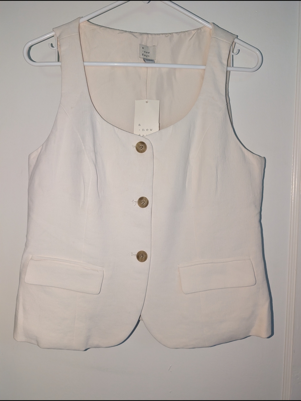 a new day Cream Button-Front Sleeveless Vest